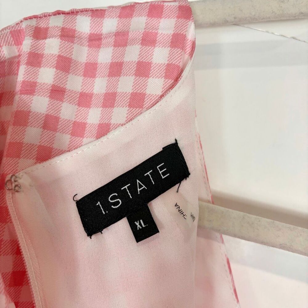 NWT 1.state Sunshine Times Mini Dress Womens XL Rose Pink Gingham Puff Sleeve - Picture 13 of 14